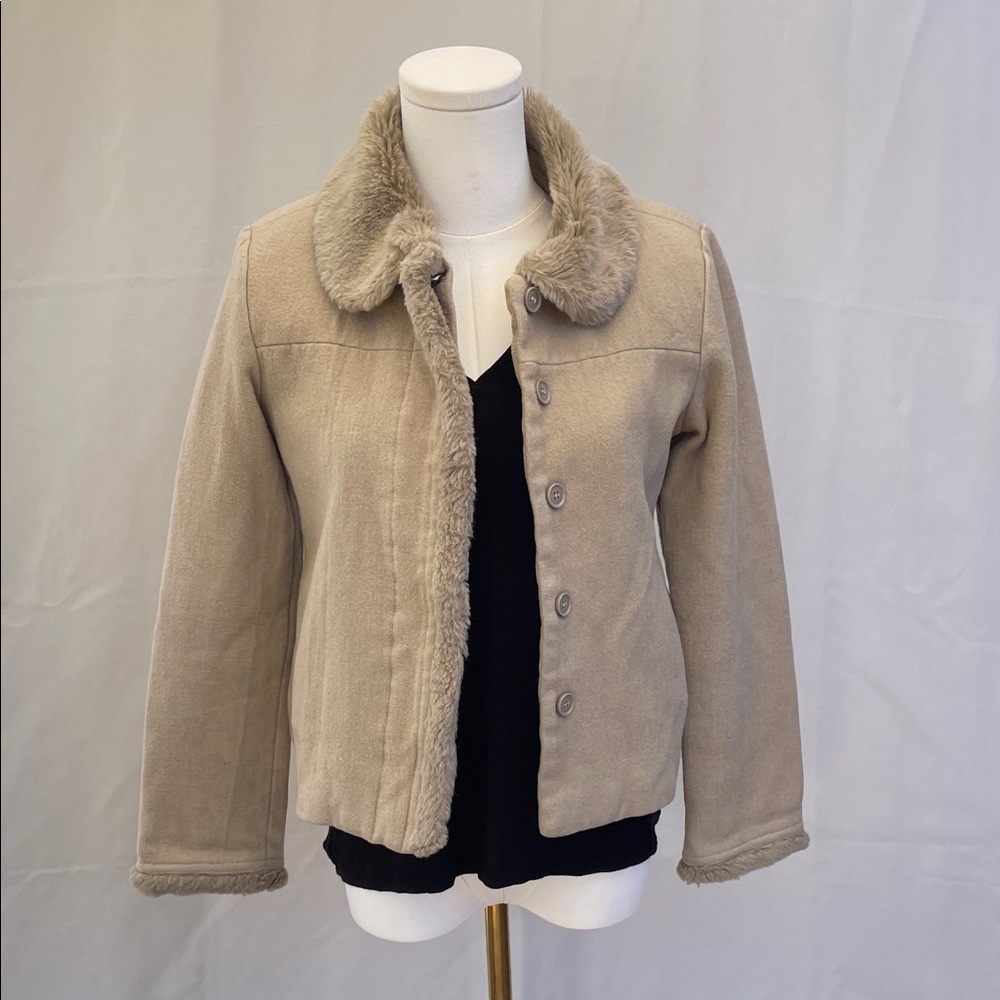 Absolutjoy Women’s Jacket, size S, wool blend with faux fur collar - Picture 3 of 15